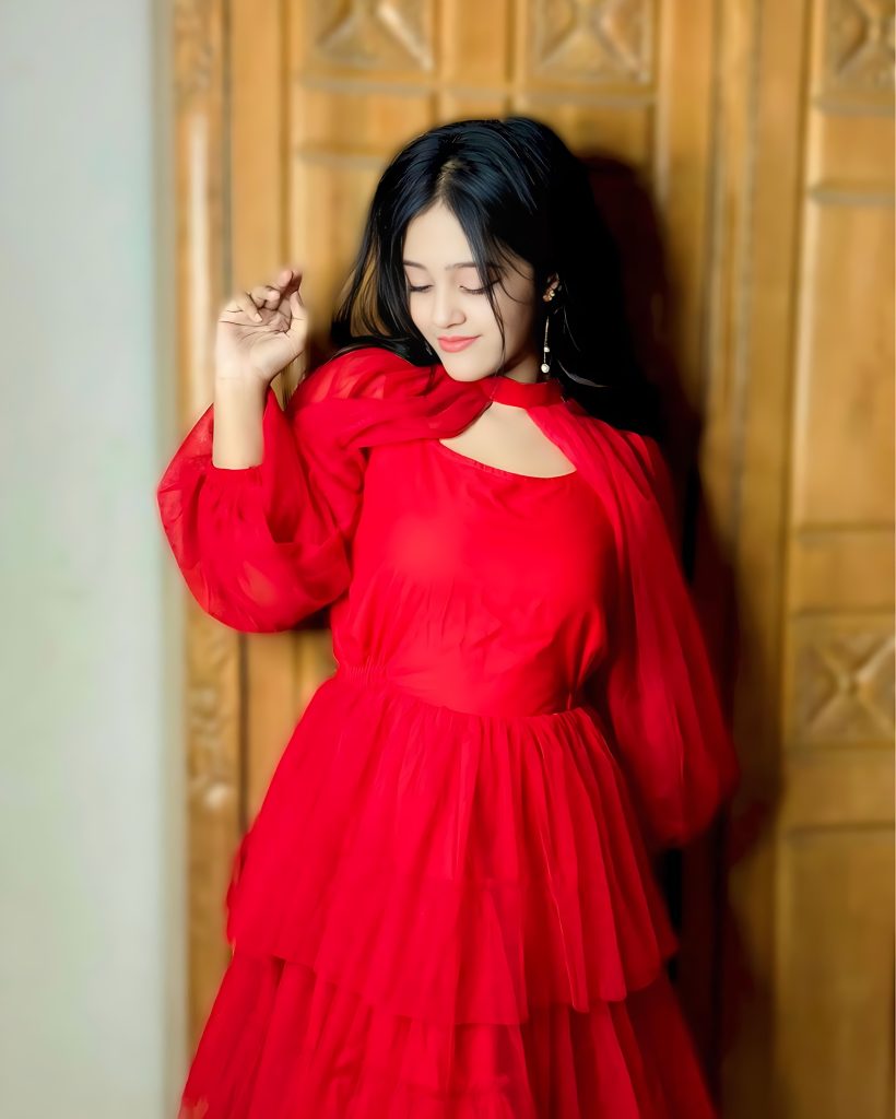Apurba in Red Dress